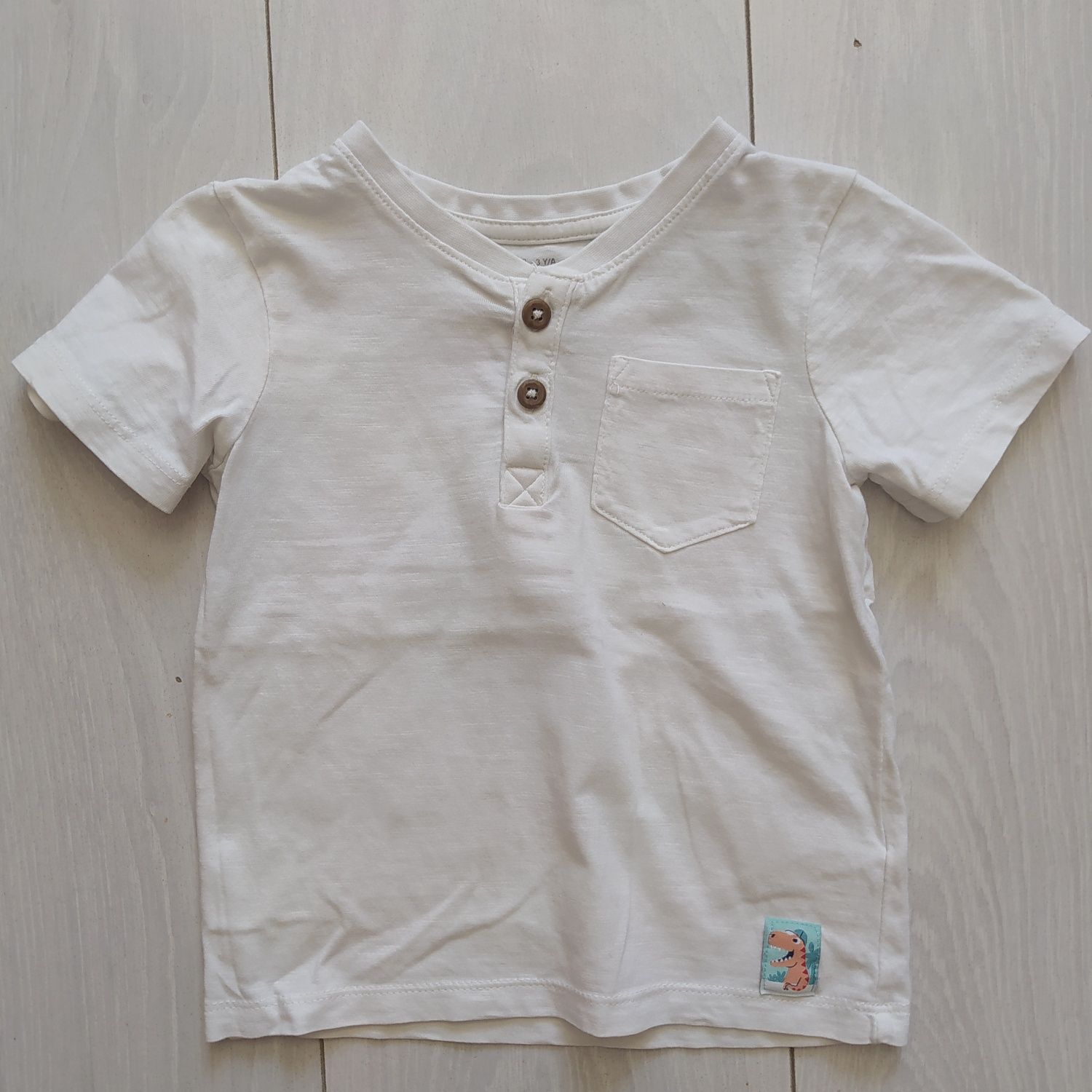 Biały t-shirt henley guziczki rozm. 98 stan idealny