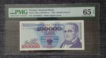 Banknot 100000 złotych PMG 65 1993r seria AE