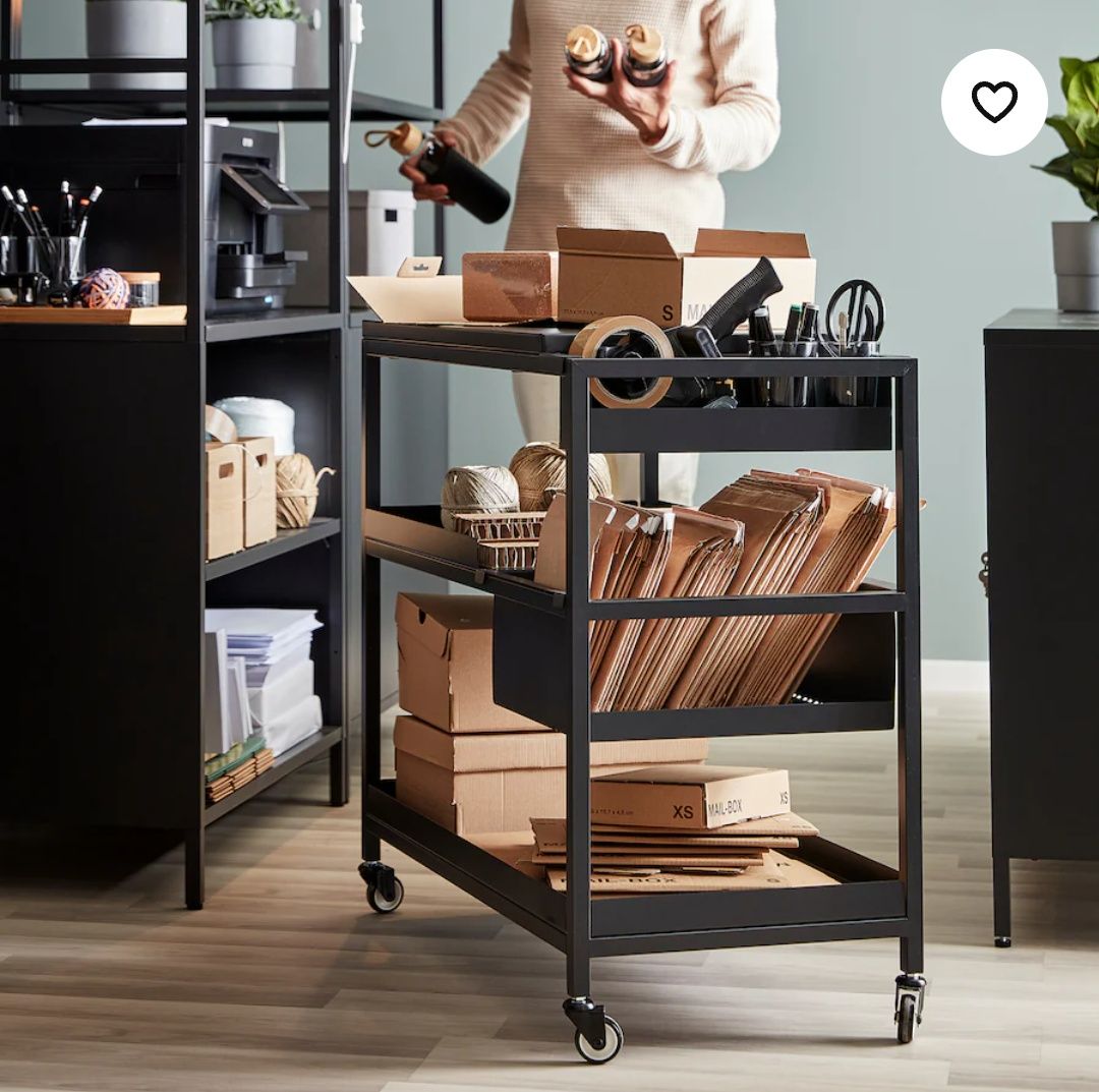 Wózek czarny Trotten Ikea do kuchni, biura