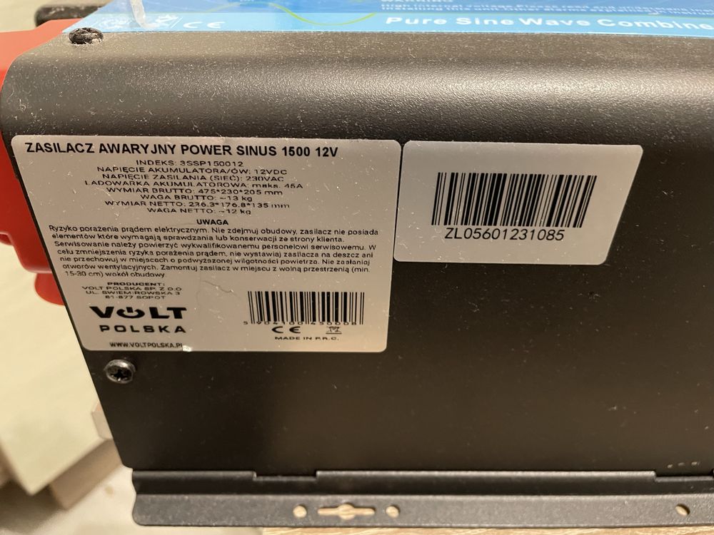 Volt Polska Power Sinus 12v 1500 + Кабелі в подарунок. 45A зарядка