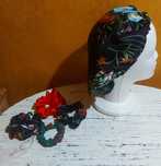 Jedwabny czerwono czarny czepek rozmiar S,  scrunchies S I M