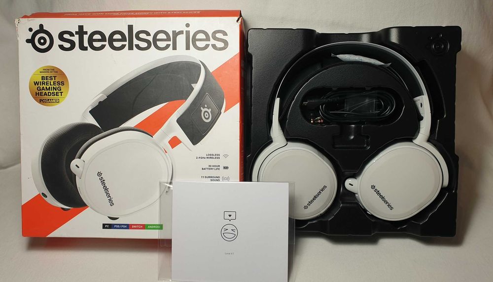 Słuchawki bezprzewodowe SteelSeries Arctis 7+WHITE jak NOWE.