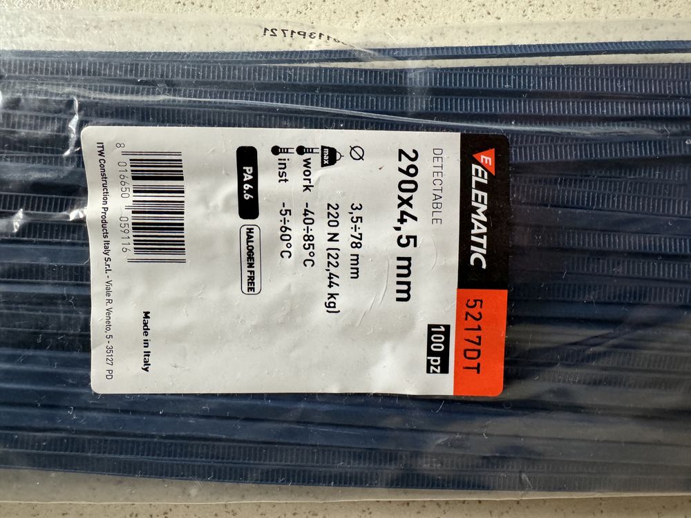 Opaski zaciskowe mocne Elematic Italy 290 x 4,5 (100 sztuk)