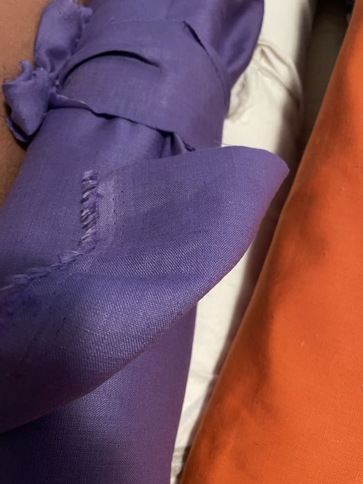 Tecidos 100% linho Laranja, Roxo e Branco