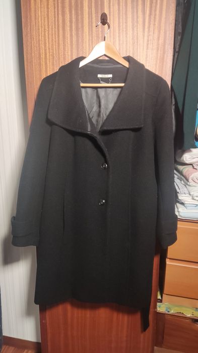 Sobretudo preto de lã XL