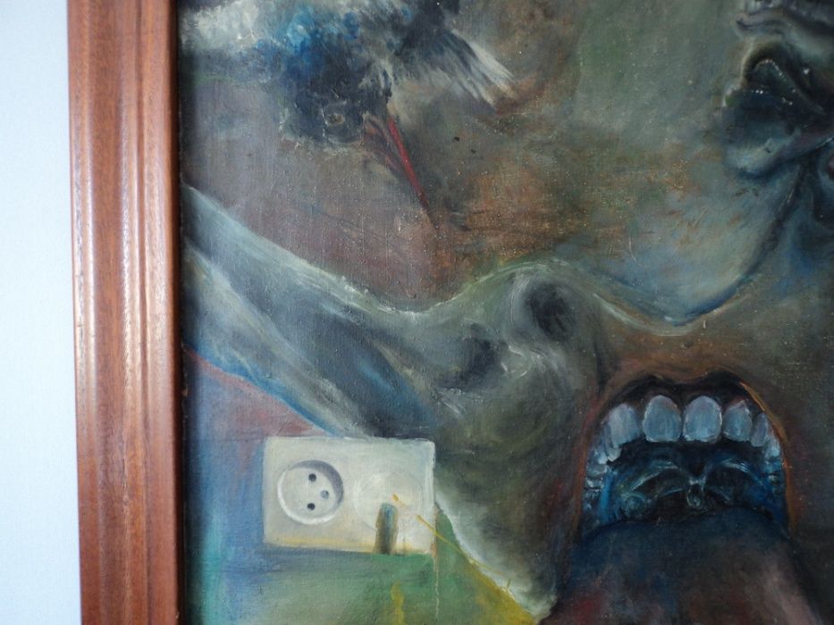 obraz , surrealizm, olejny, duży , 100cmx80cm, jak Beksiński