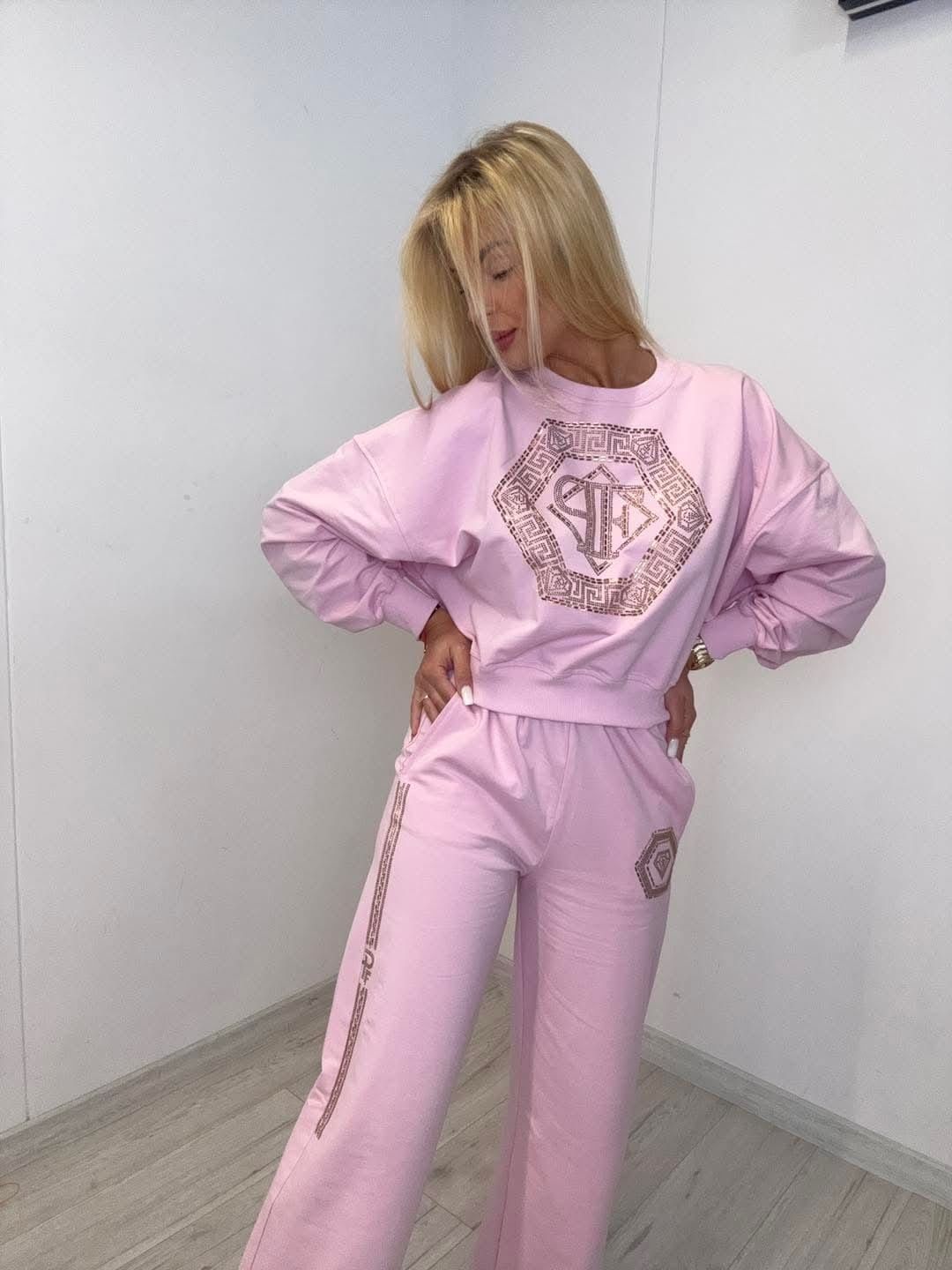 Piękny komplet dres z cyrkoniami dwa kolory paparazzi fashion