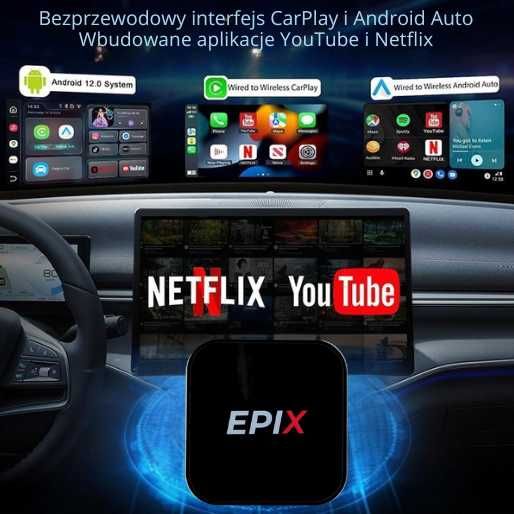 Bezprzewodowy Adapter Dual WiFi Apple Carplay Android Auto 4GB Netflix