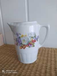 mlecznik stary retro cienka porcelana róże fiołki 400 ml