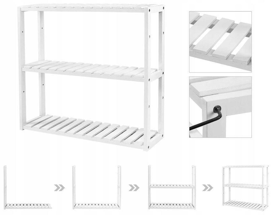 SONGMICS BCB13W regał bambusowy z regulacją wysokości 60 x 15 x 54 cm