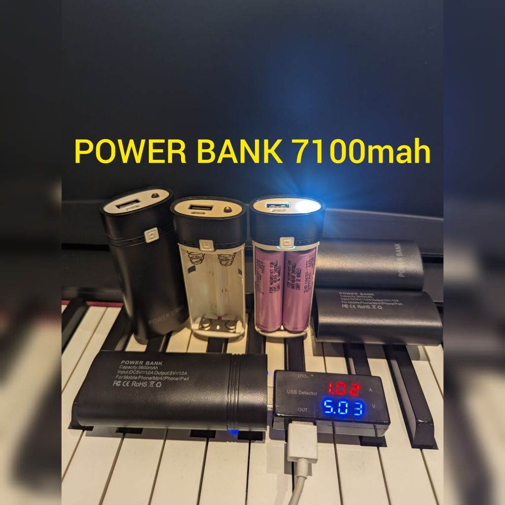 Повербанк разборной 7100 mAh (реальная ёмкость, 2 аккумулятора 18650)