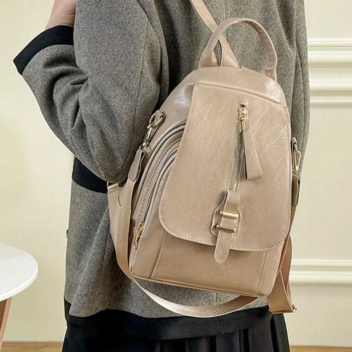 Plecak damski skórzany z klapą Mochila Bolsos biały