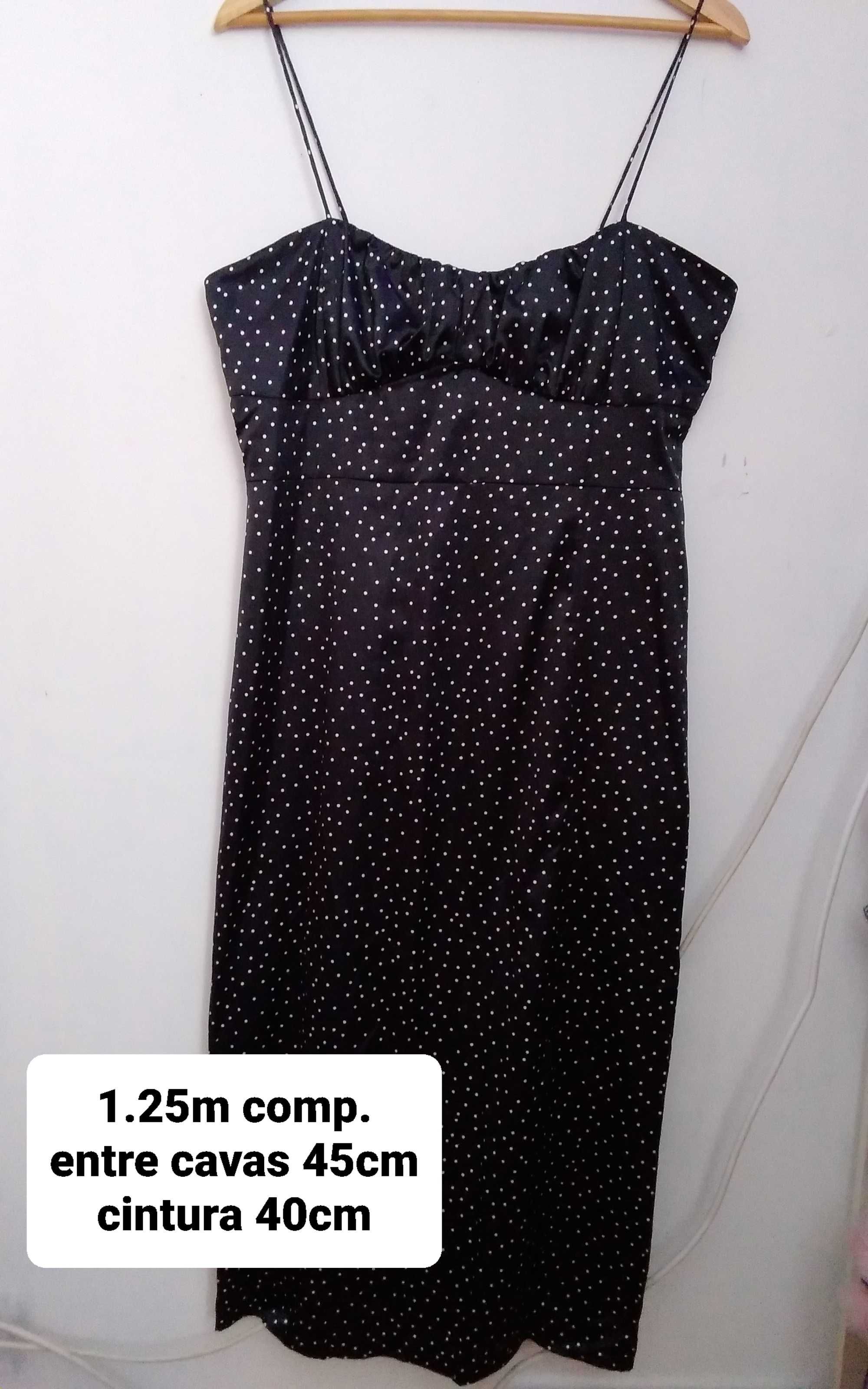 Vestido de alças, estampado bolinhas, tamanho XL Zara