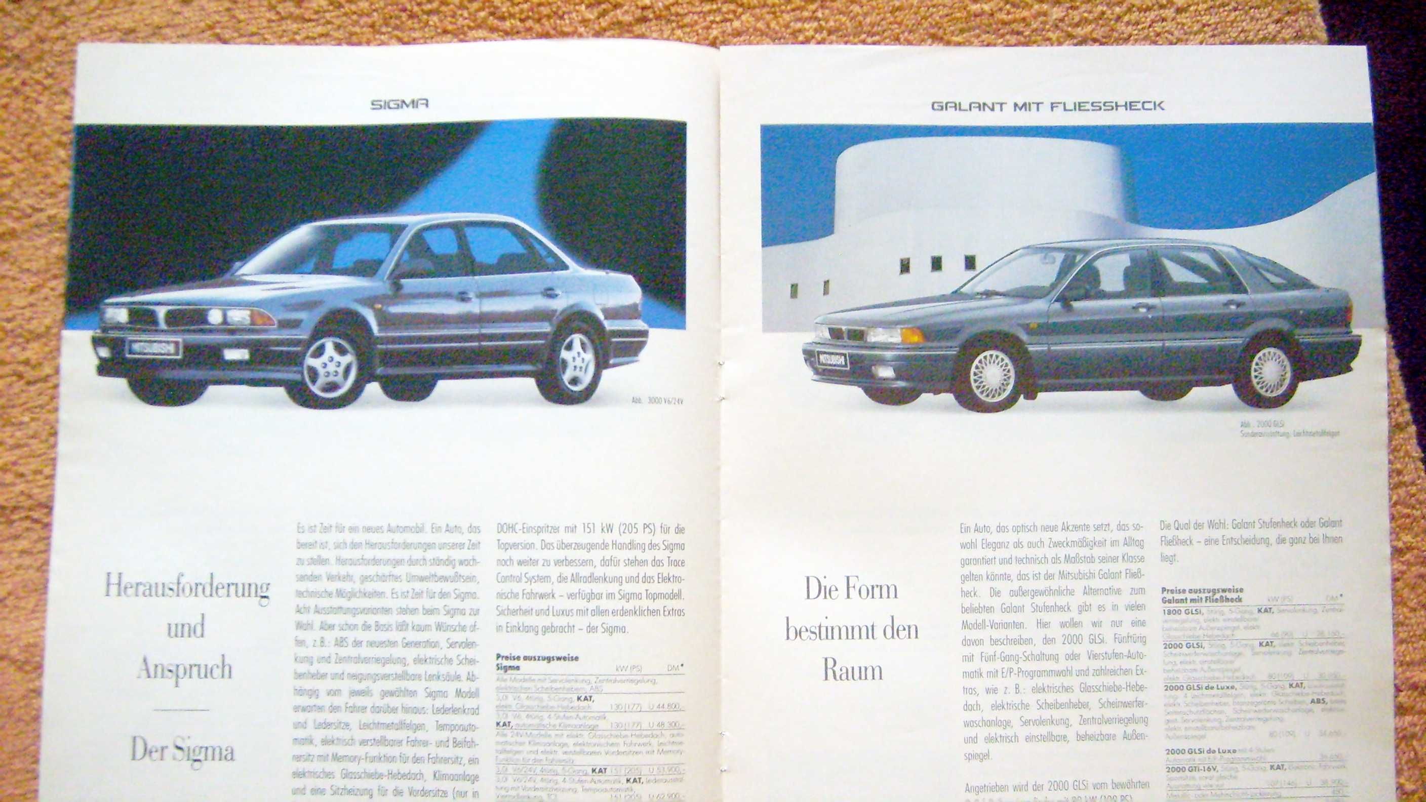 MITSUBISHI SIGMA '91 + PROGRAM '92 / stan BDB / kpl. dwóch prospektów