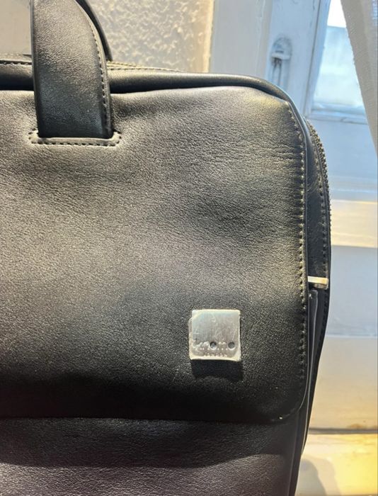 Knomo London Warwick 15 “Leather Laptop bag” Black