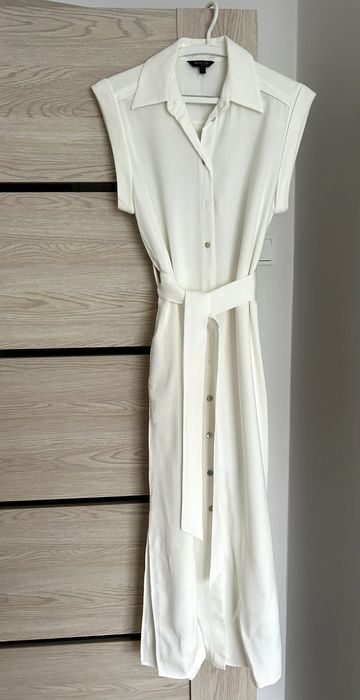 Sukienka letnia Massimo Dutti z paskiem – r. 38, wiskoza, len, bawełna