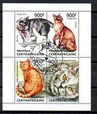 Znaczki Centralna Afryka - Kot, koty blok
