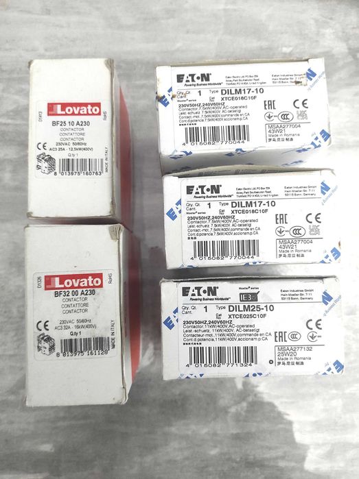 НОВІ! Контактори Eaton 7-17А/25-32-50А пускач Lovato Schneider