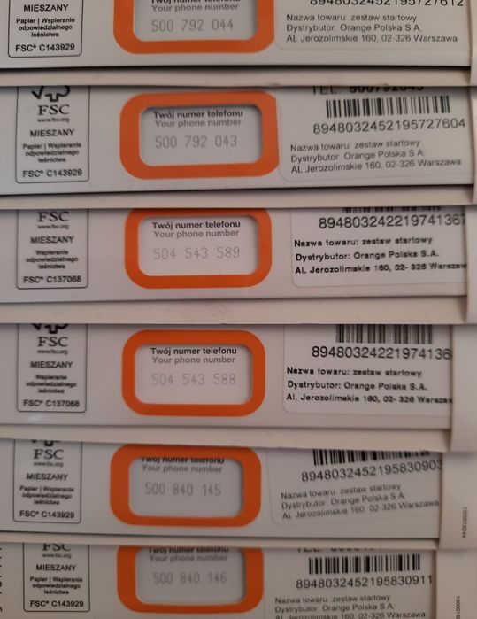Nowa karta sim złoty numer Orange platynowy
