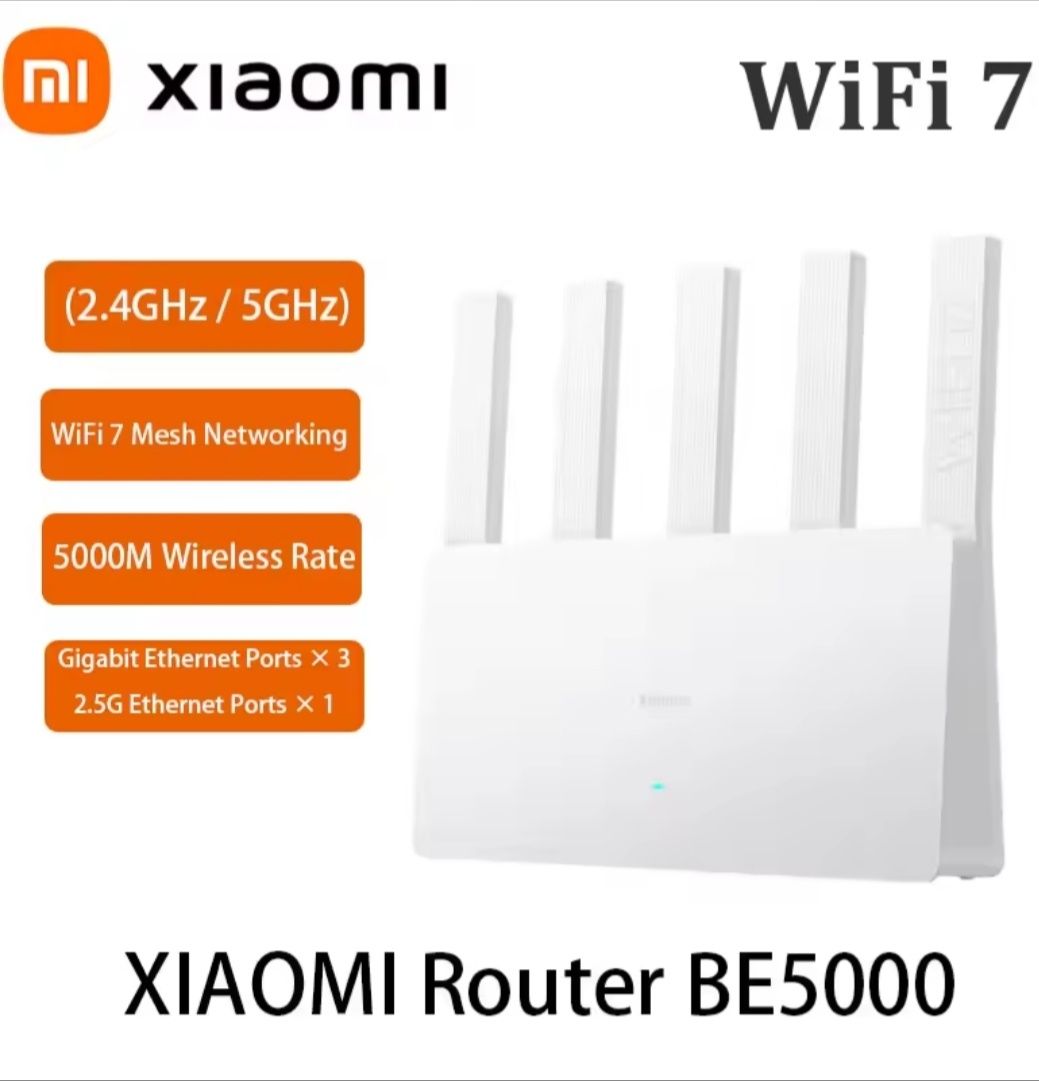 Роутер XIAOMI BE5000 WiFi-7 2.4GHz 5GHz