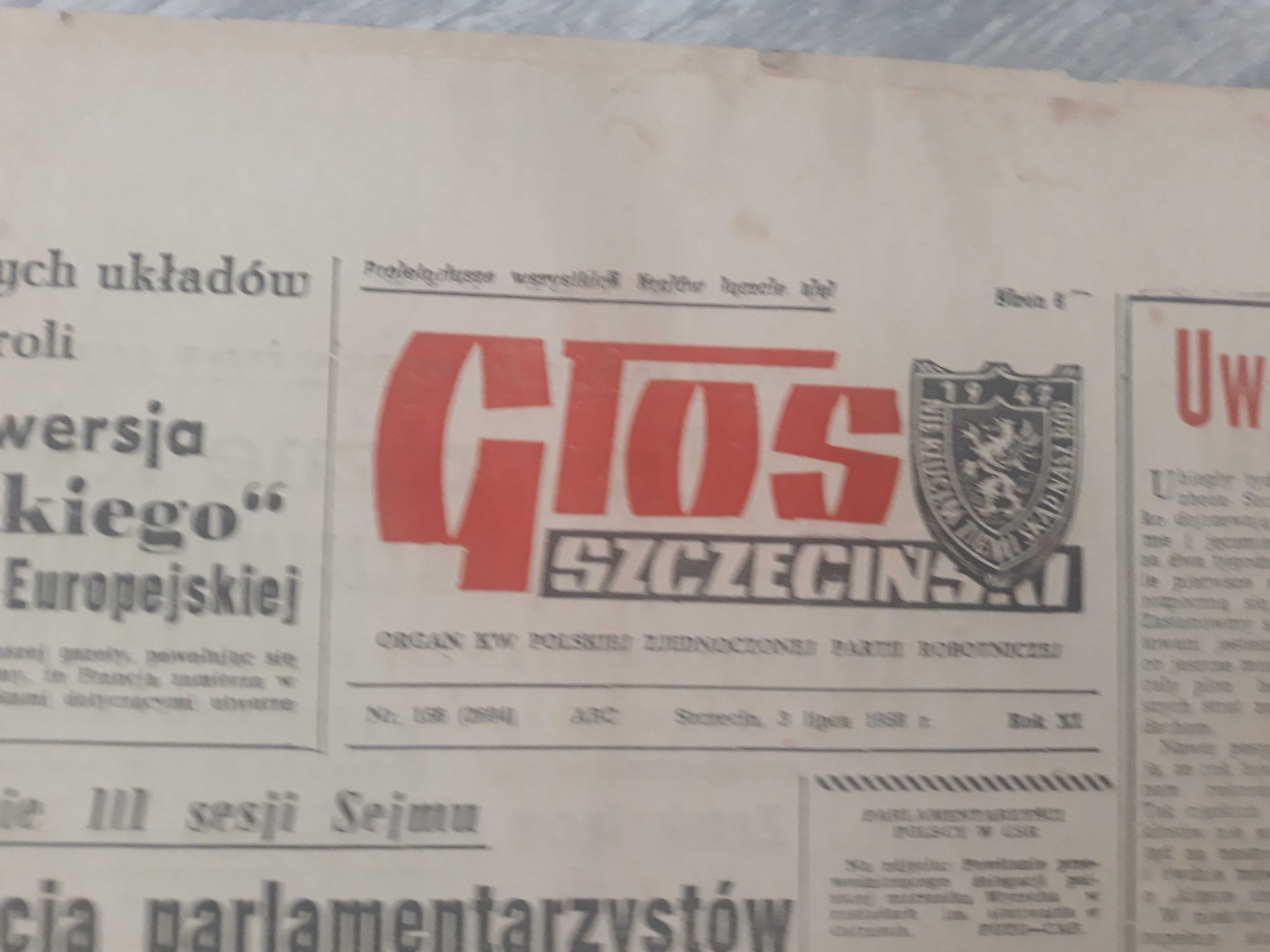 Gazeta Głos Szczeciński 1958 rok - 4 numery