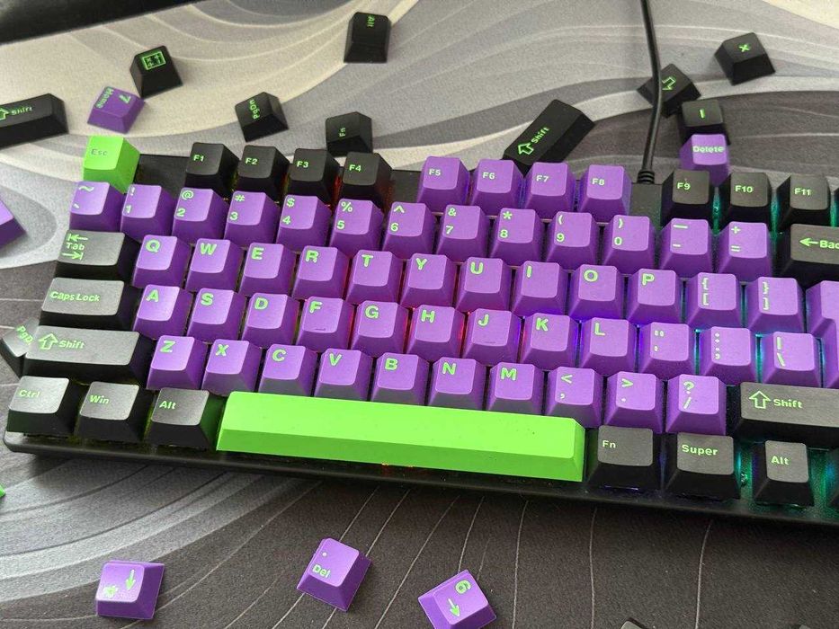 Keycapy CYBERPUNK / ANIME PBT – Fioletowo-Zielony Kultowy Styl