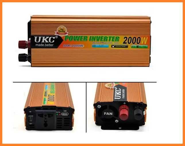 Перетворювач струму інвертор UKC 12V-220V 2000W