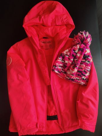 Kurtka narciarska dziewczęca 4F r140 membrana 5000, różowa, +czapka