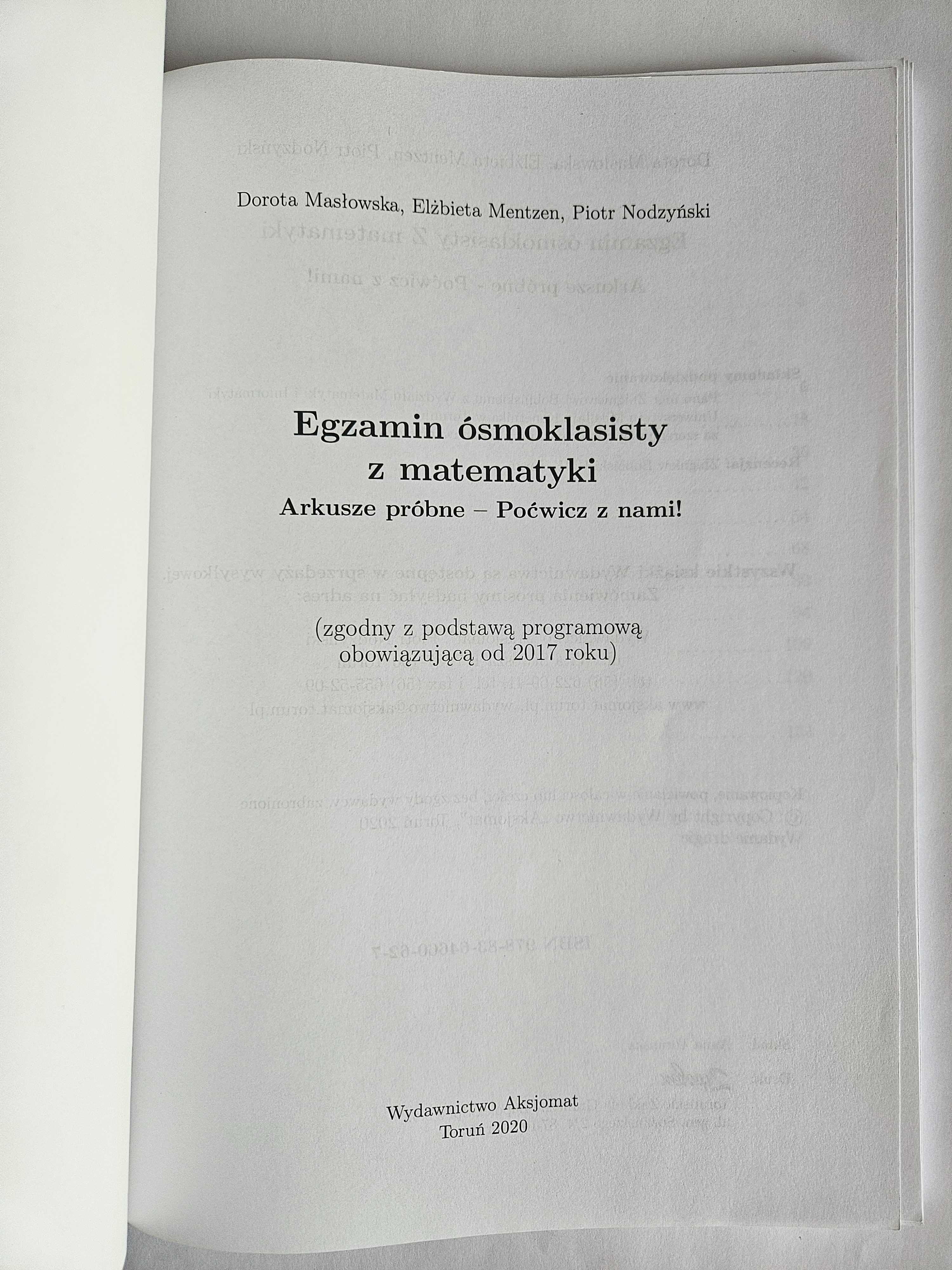 EGZAMIN ÓSMOKLASISTY z matematyki. Arkusze próbne - Masłowska