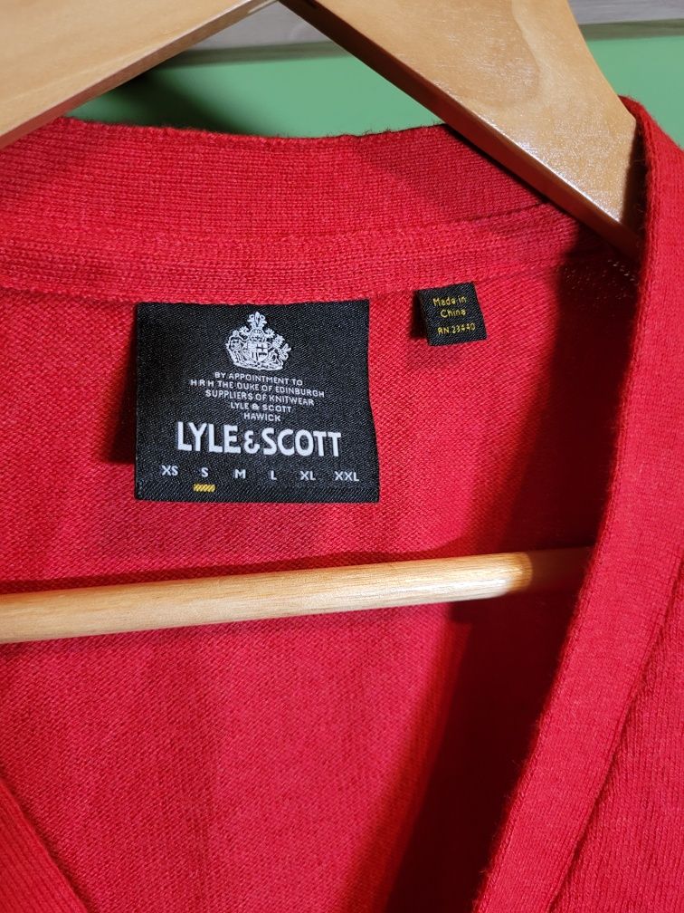 Czerwony sweter, kardigan Lyle&Scott, S