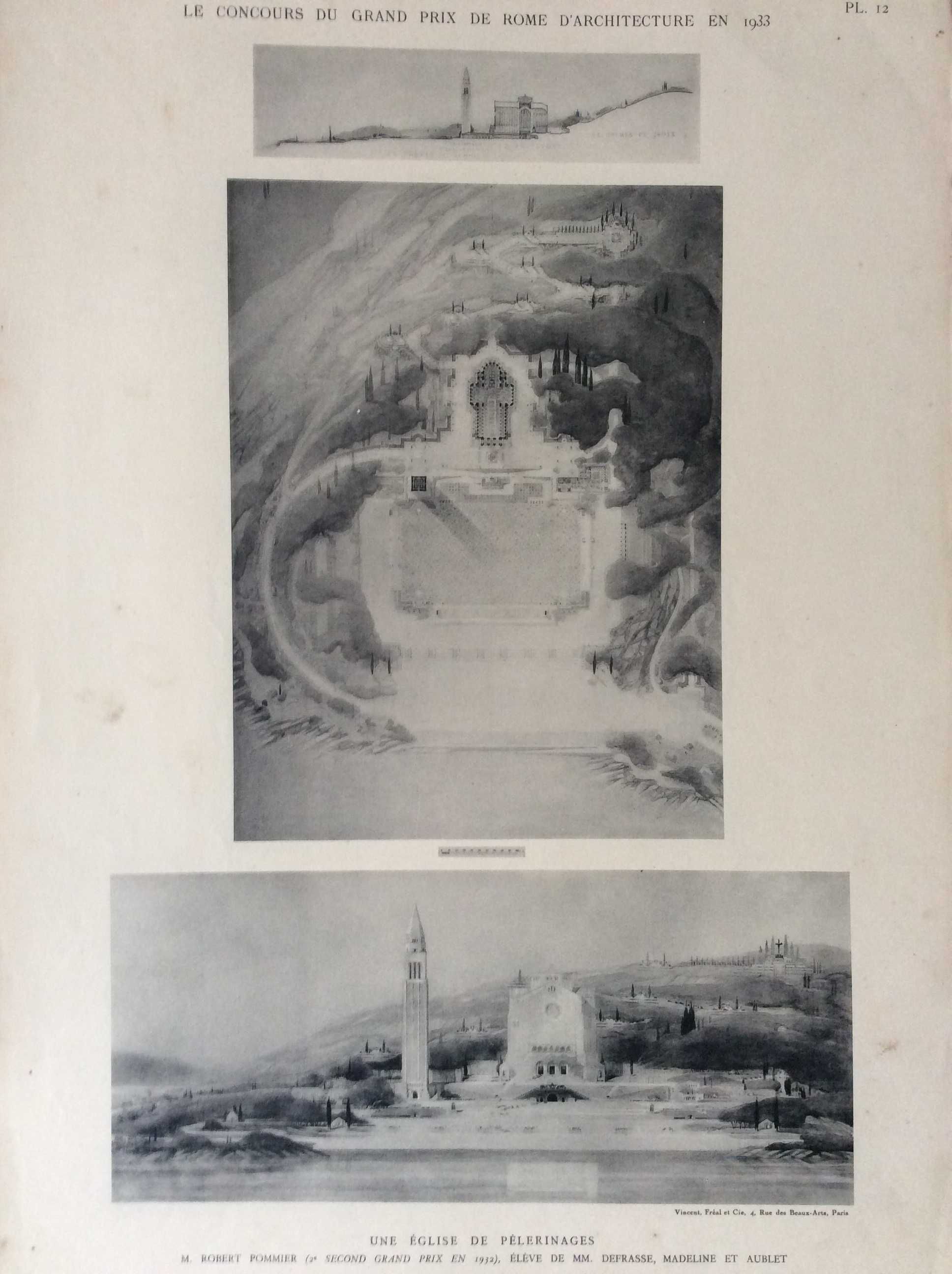 Le concours du grand prix de Rome d´architecture en 1933. ( Prancha )