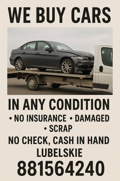 Skup AUT Gotówka Laweta Bez OC bez BT nie kompletne