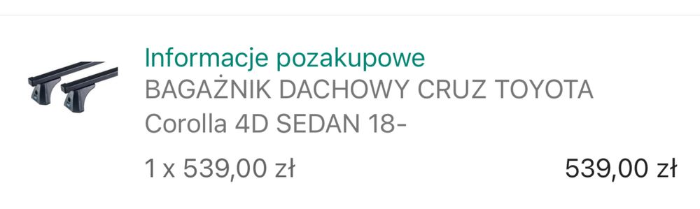 Belki dachowe Toyota Corrola Sedan 2022