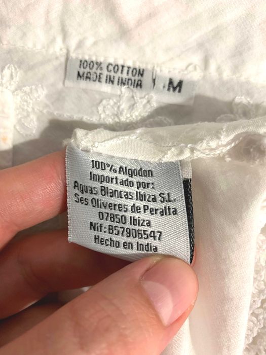 biała bluzka koszula na długi rękaw XS koronka boho hippie folk bawełn