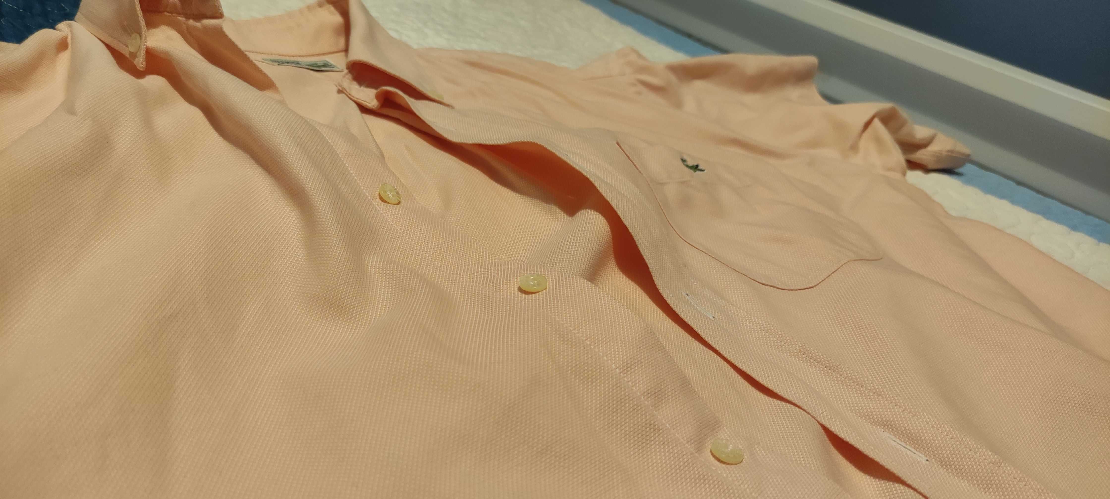 Camisa Lacoste de manga curta - Cor salmão - Tamanho 39