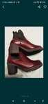 Botki/buty na grubym obcasie bordowe