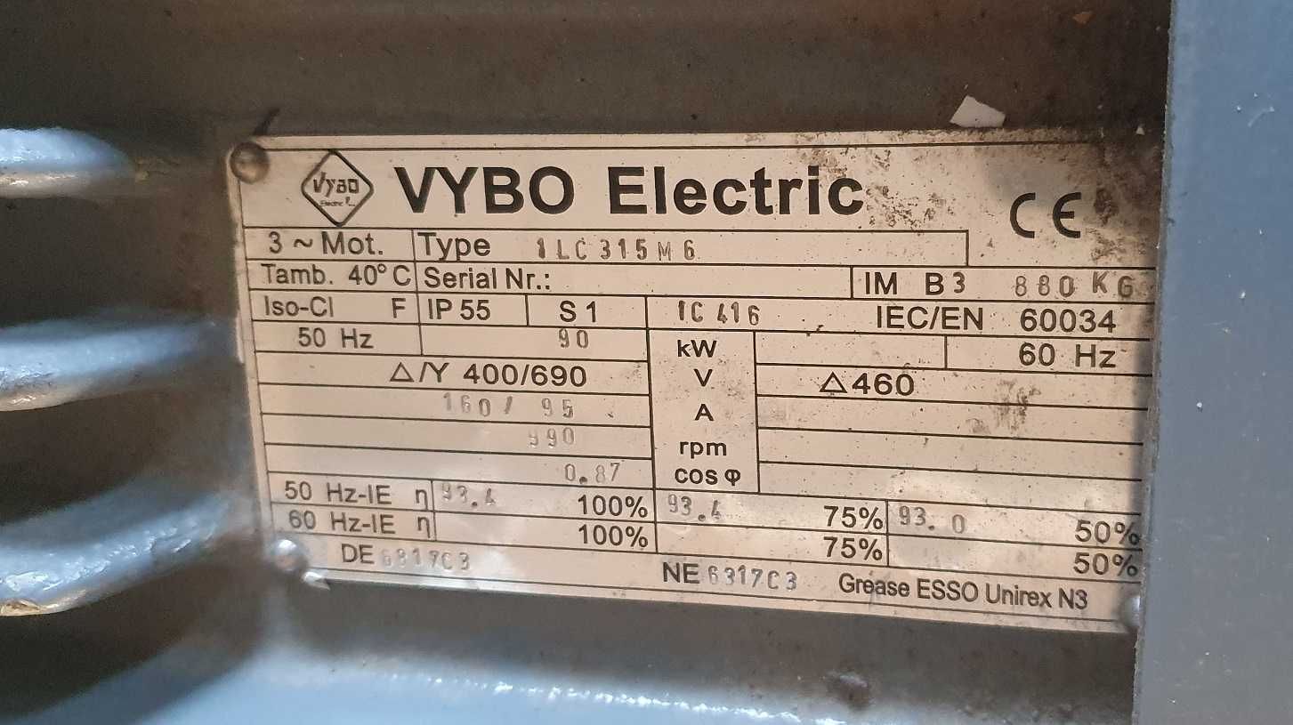 silnik 3-fazowy 90kw 990rpm 160/95A 400/690V LC315M6 VYBO Electric EU