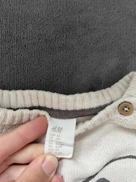 Kremowy/beżowy sweter niemowlęcy H&M r.68