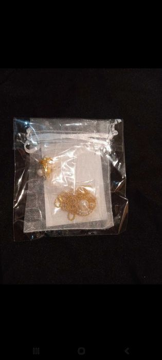 Colar e brincos dourados, com imitação de pérolas - Pearl Set