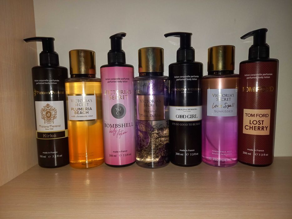 Парфумований лосьйон для тіла, спрей для тіла, сироватка для обличчя