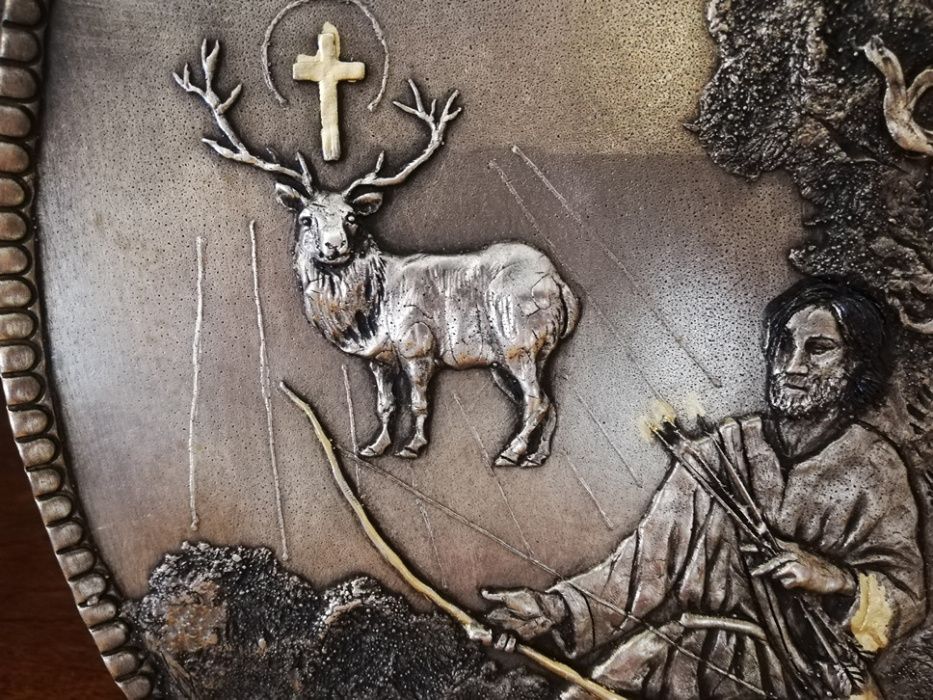 Pięky ryngraf Święty Hubert patron myśliwych