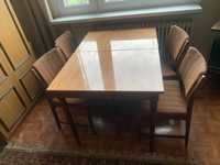 PRL lakierowany stół rozkładany + krzesła