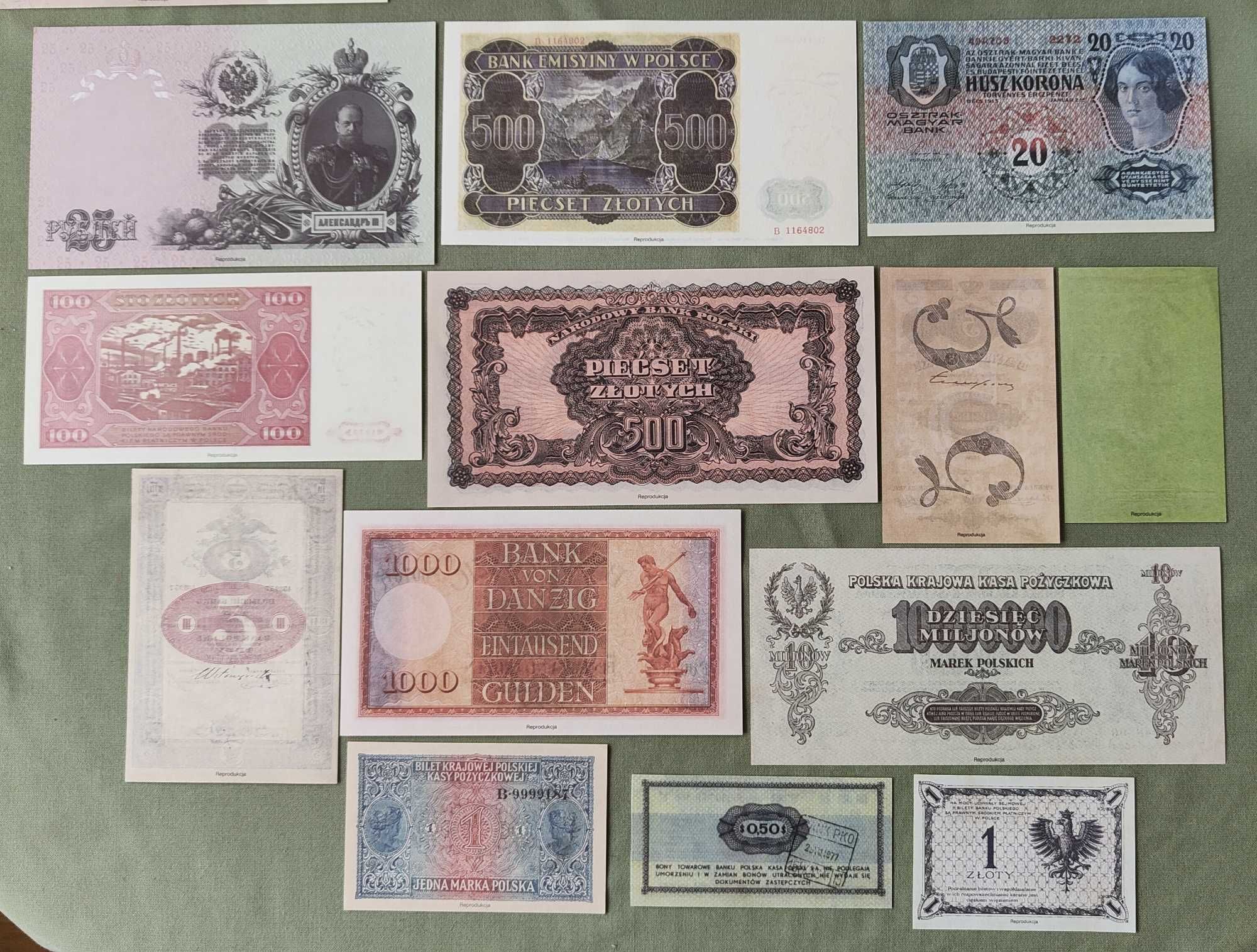 Kolekcja banknotów Gazety Wyborczej 22 sztuki wydruk PWPW