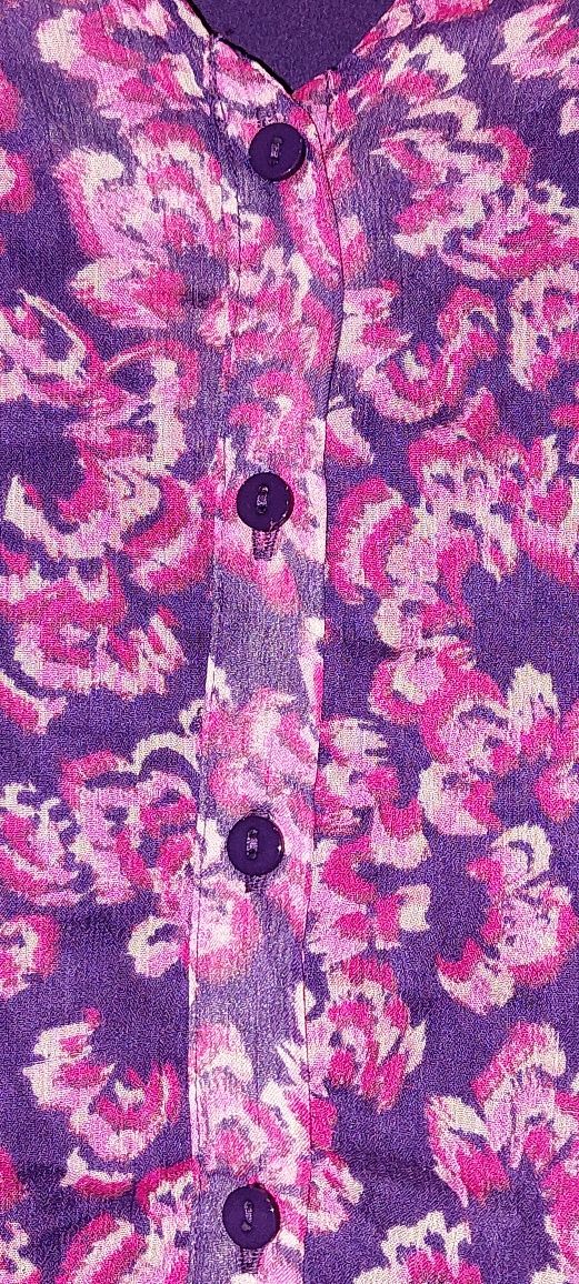 Vestido estampado rosa e azul da Cortefiel