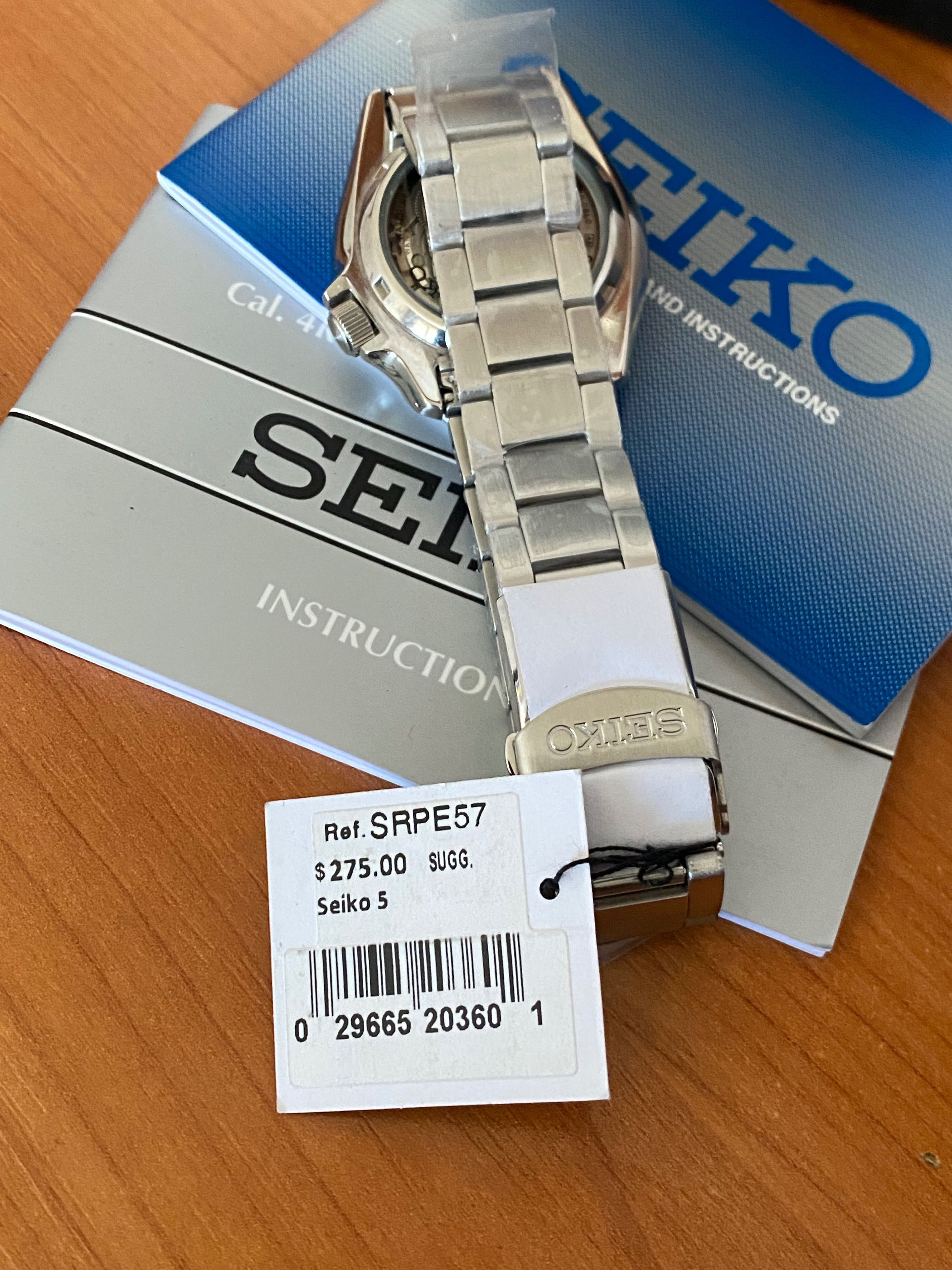 Seiko 5 SRPE57 сапфір сапфир sapphire годинник механічний часы мужские