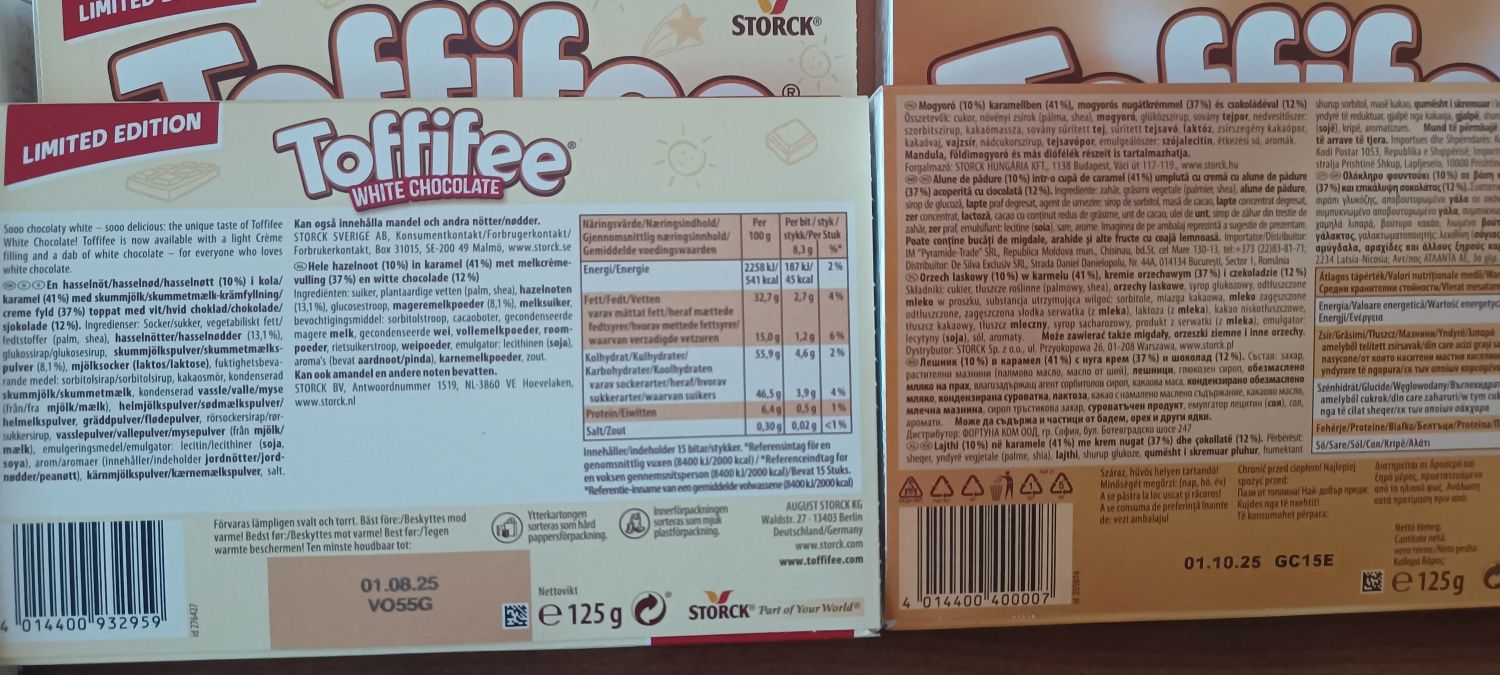 Toffifee mleczne zwykle i białe