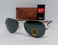 Ray Ban Aviator 58 очки капли черные в серебрист металле линзы стекло