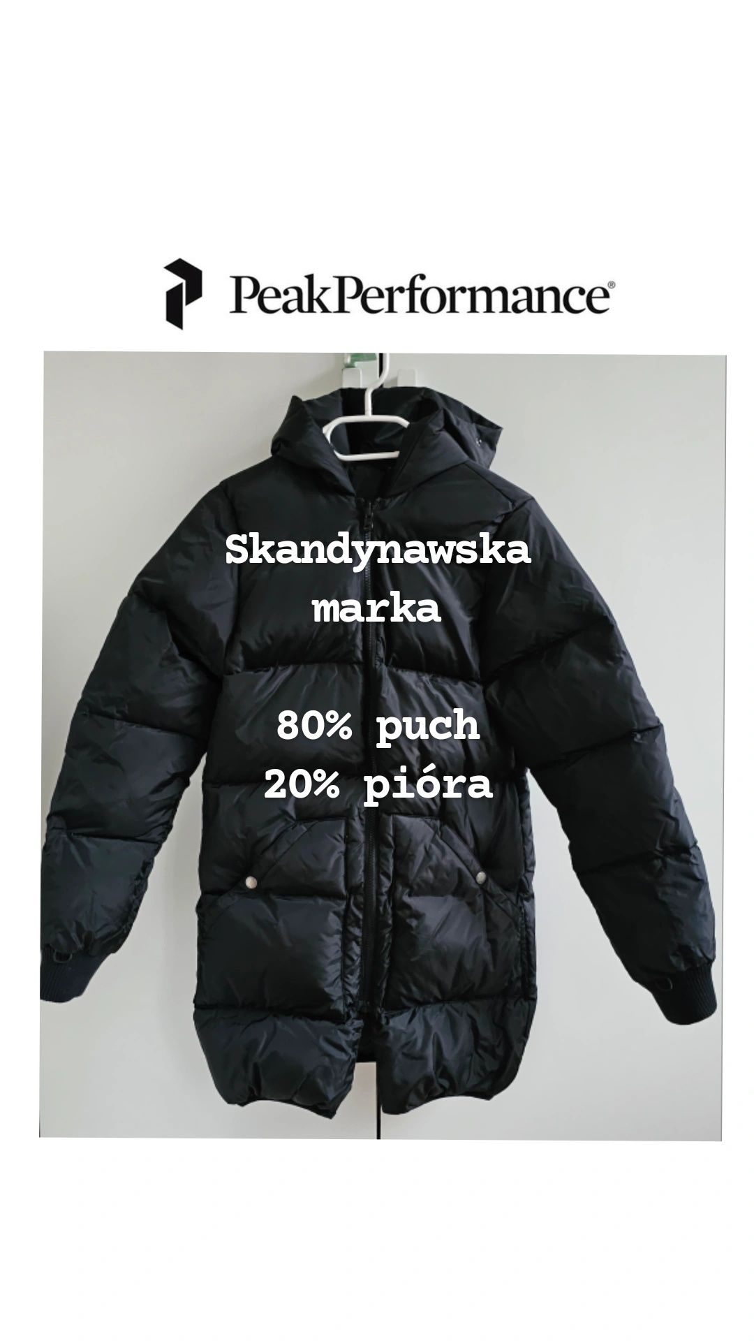 Peak Performance damska kurtka puchowa zimowa czarna puchówka