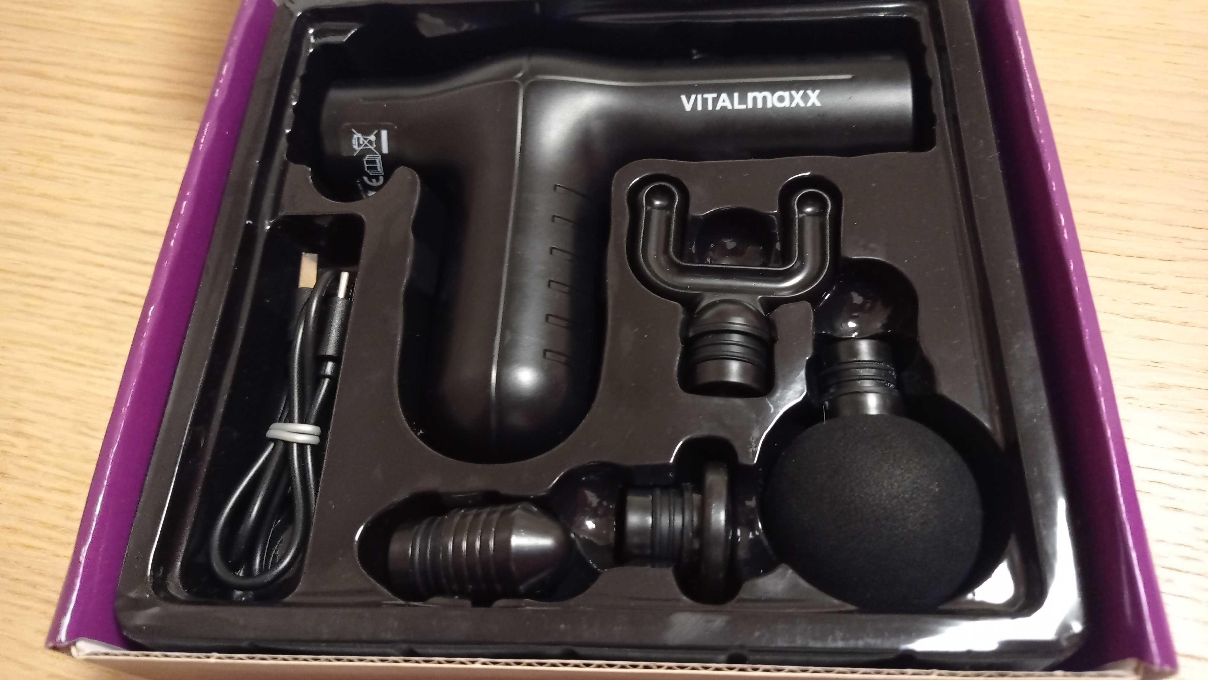 Pistolet do masażu VitalMaxx Mini z 4 nasadkami