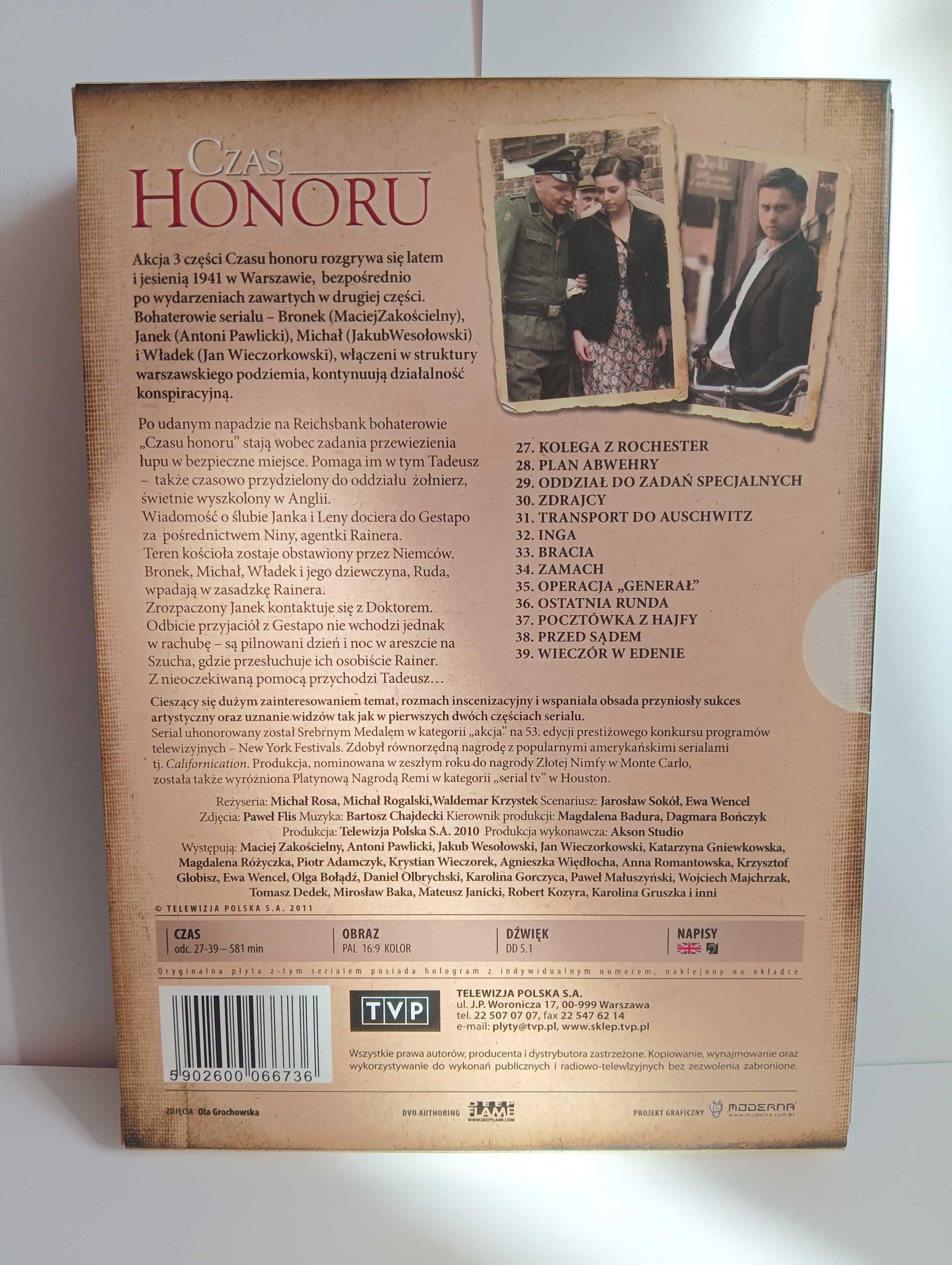 FILMY Czas honoru sezon 1/2/3  DVD [3 BOX] [12 DVD]